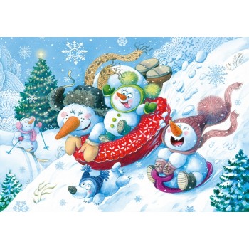 Пазл 35 "Снеговички на горке"