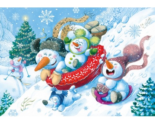 Пазл 35 "Снеговички на горке"