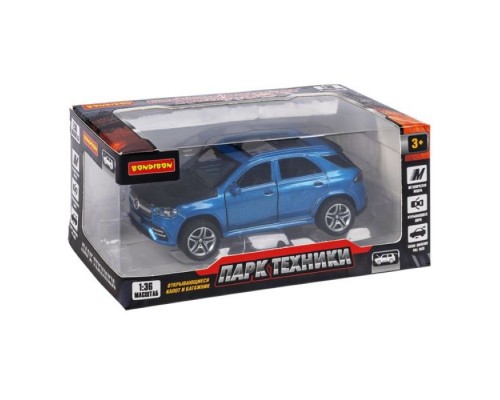 Машина метал. инерционная, М1:36, 4 открыв. двери "Парк Техники" джип синий