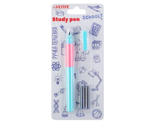 Ручка перьевая "School. StydyPen" перо среднее F (Fine) в комплекте с 3-мя баллончиками 0,8 мл