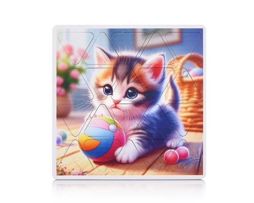 Пазлы малые "Котёнок" 20см х 20см (древесный материал)