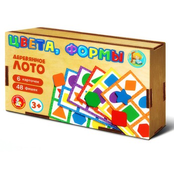 Лото с деревянными фишками "Цвета и формы" (деревянная коробка) Лото с деревянными фишками "Цвета и формы" (деревянная коробка)