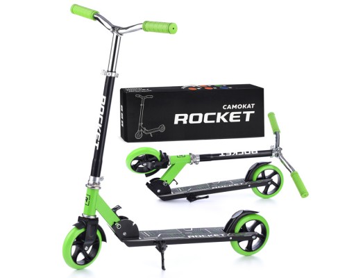 Самокат 2-х колесный ROCKET,колеса PU/ 145 мм,ABEC 7, зеленый