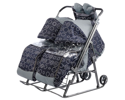 Санки-коляска Близняшки (круги на черном)