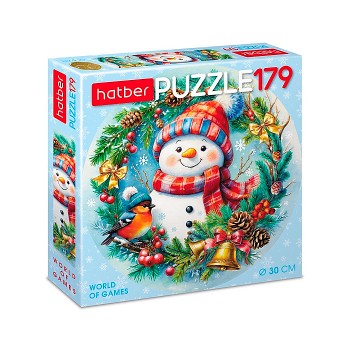 Пазлы 179 круглые "Румяный снеговик"
