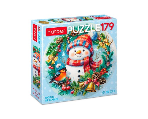 Пазлы 179 круглые "Румяный снеговик"