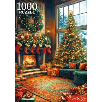 Пазлы 1000 "Паздничная гостинная"