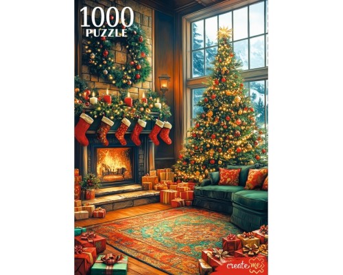 Пазлы 1000 "Паздничная гостинная"