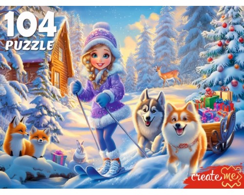 Пазлы 104 "Зимние гонки"