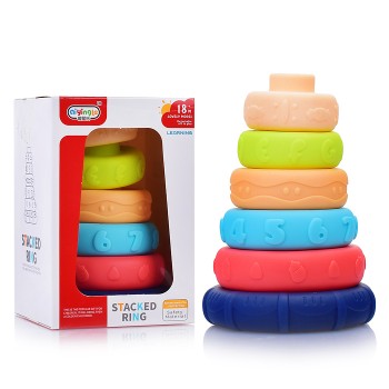 Пирамидка цветная, с цифрами и рисунко, в коробке Пирамидка цветная, с цифрами и рисунко, в коробке