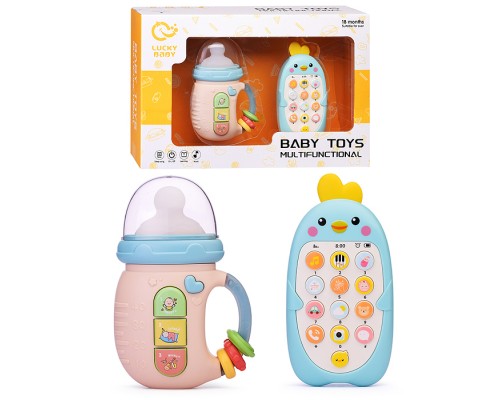 Набор игрушек развивающих "Погремушка-бутылочка и пингвин" в коробке