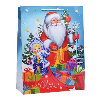 Пакет подарочный глянцевый "Новый год" размер XL