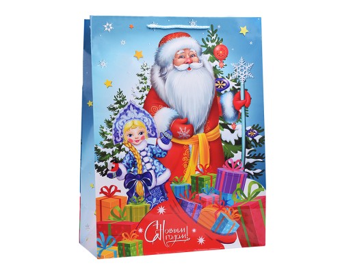 Пакет подарочный глянцевый "Новый год" размер XL