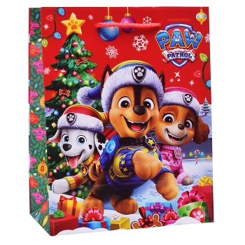 Пакет подарочный глянцевый "Щенки" XL новогодние