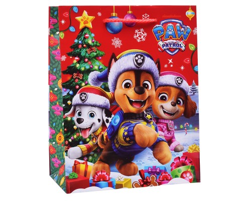 Пакет подарочный глянцевый "Щенки" XL новогодние