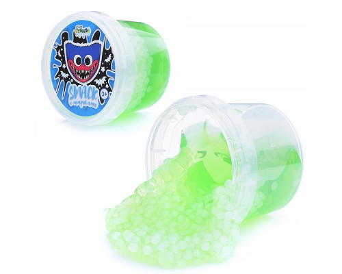 Слайм "Стекло" Smaсk 90 гр, зеленый с шариками