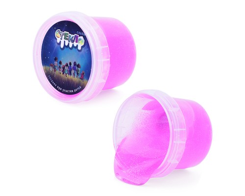 Слайм "Стекло" с малиновыми блестками, 90 гр