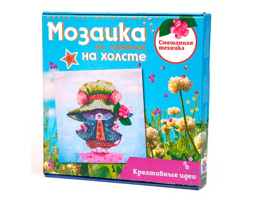 Мозаика из пайеток на холсте "Мышка"