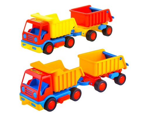 Базик, автомобиль-самосвал с прицепом (в сеточке)