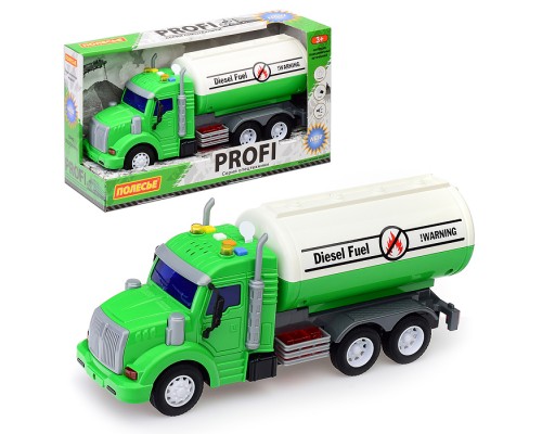 Автомобиль с цистерной "Профи" инерционный (со светом и звуком) зелёный