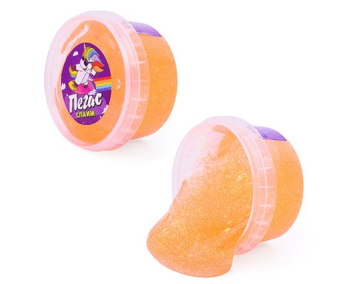 Слайм Пегас, битое стекло оранжевый  200 гр.