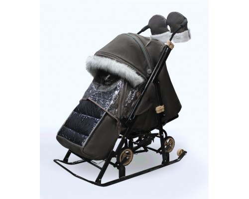 Санки-коляска "Glory gloss" (тёмно-коричневый )