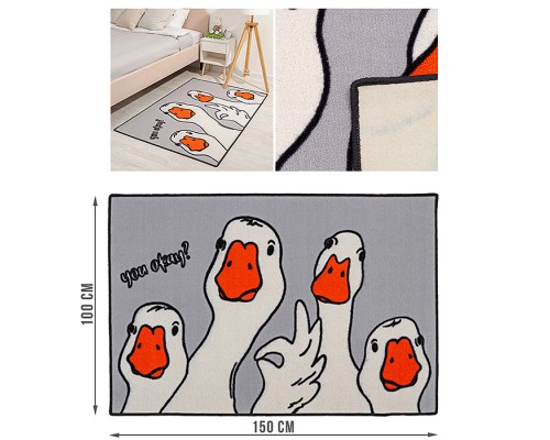 Ковер "Гусь" дет. 1х1,5 прямоугольный, светло-серый