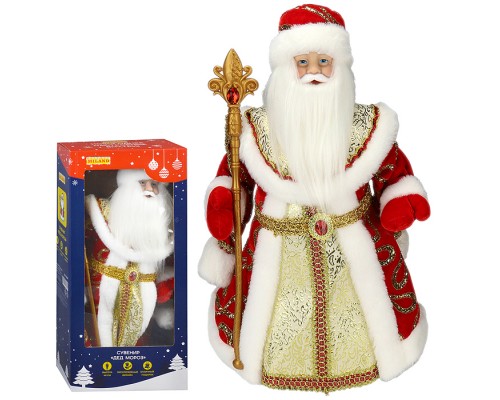 Сувенир Дед Мороз в красной шубе с пайетками и белым мехом,  40см.