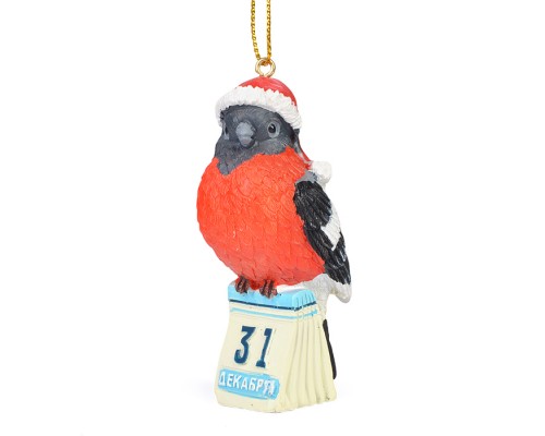 Полирезиновая подвеска "Снегирь с календариком" 4*8см.