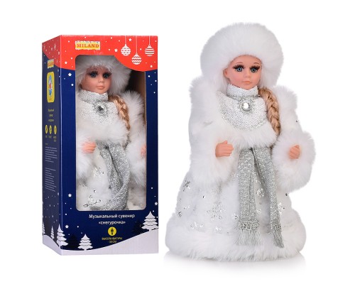 Сувенир музыкальный "Внучка деда мороза в белой шубе с поясом" с мелодией, 30 см