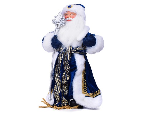 Сувенир "Дед Мороз в богатой" синей шубе с посохом, собственная разработка, 30 см