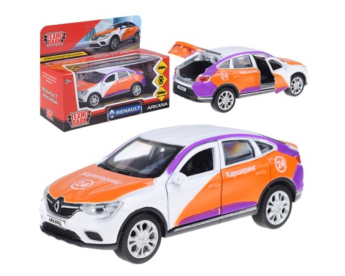 Машина металл Renault Arkana Каршеринг, 12 см, (двери, багаж) инерц, в коробке