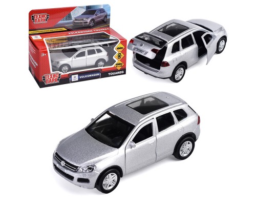 Машина металл Volkswagen Touareg, 12 см, (откр. двери, багаж, сереб.) инерц, в коробке
