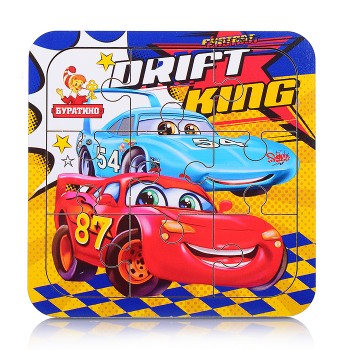 Игрушка деревянная. Пазл "Тачки" 10*10 см