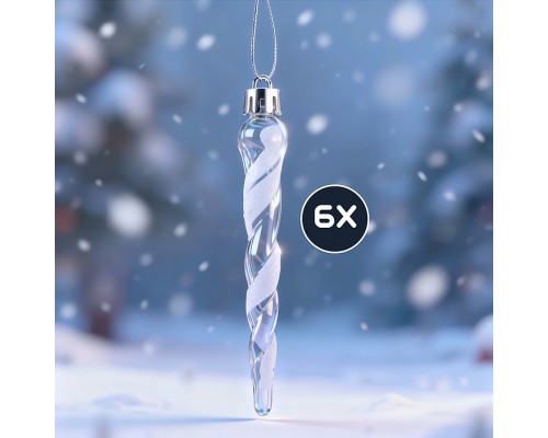 Новогоднее украшение "Сосульки" белые (6шт х 11см)