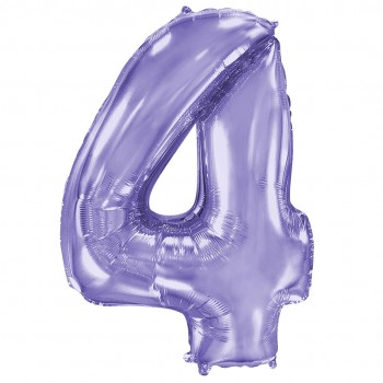 Шар (40''/102 см) Цифра, 4, Сиреневый, 1 шт. в уп.