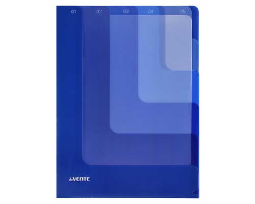 Папка-уголок c 5-ю отделениями "Degrade" A4 (230x310 мм) полипропилен 180 мкм, глянцевая, синяя, эффект деграде