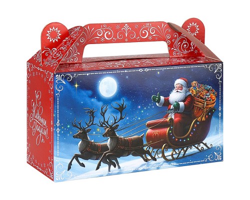 Коробка для конфет "Дед Мороз везет подарки" 500г
