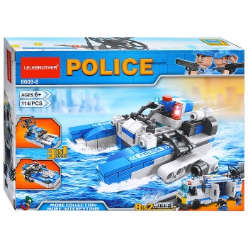 Конструктор "Полицейский катер" (114 дет.) в коробке