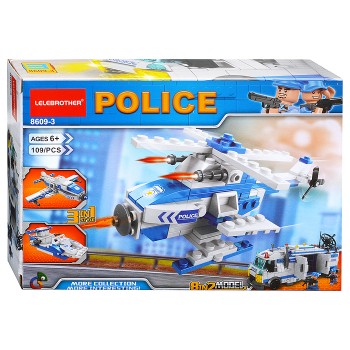 Конструктор "Полицейский вертолет" (109 дет.) в коробке