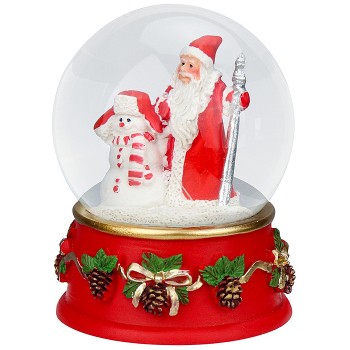 Новогодний сувенир Снежный шар "Дед Мороз и снеговик" d=6,5см