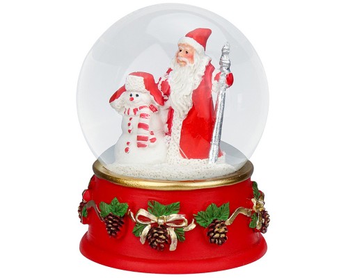 Новогодний сувенир Снежный шар "Дед Мороз и снеговик" d=6,5см