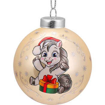 Новогоднее украшение. Елочный стеклянный шар "Счастливая пони", 6 см,