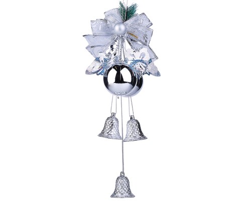 Новогоднее украшение "Праздничный бант" с бабочками, серебро