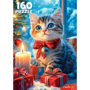 Пазлы 160 "Рождественский котенок"