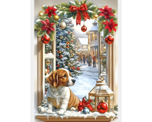 Алмазная мозаика 22х32 "В ожидании праздника" c подр., с полн. заполн. (24цв) (класс.)