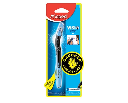 Ручка шариковая для левшей "VISIO" эргоном., спец.форма, синяя, 1 шт в блистере