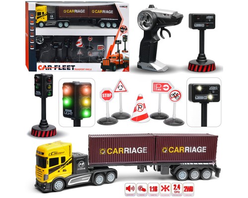 Машина "Контейнеровоз" с дорожными знаками, р/у, 27 MHz, в коробке