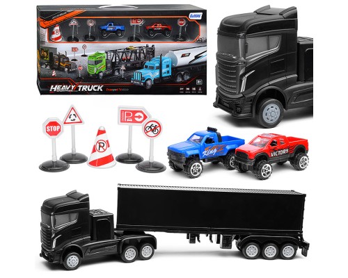 Набор машин "Контейнеровоз "Динозавры" с машинками и дорожными знаками, в коробке Набор машин "Контейнеровоз "Динозавры" с машинками и дорожными знаками, в коробке