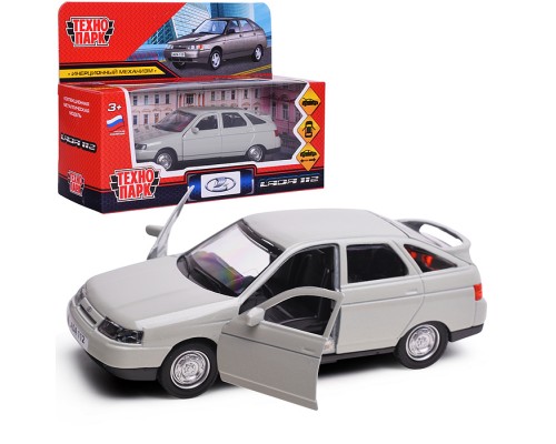 Машина металл. ваз-2112 12 см, двери, багаж, светло-коричневый, в коробке